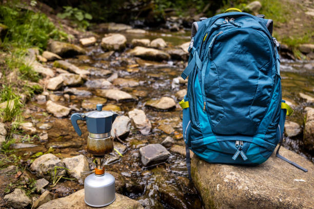 istock Hiking in the mountains with a backpack and a tent in summer. 2159336754