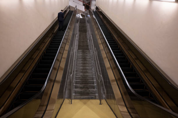 istock An electric escalator inside a commercial office building 2159340955