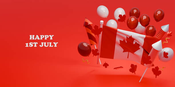 istock 1 July is Happy Canada Day background template with Canada flag maple leaf. use to background, banner, placard, card, poster design, celebrating Canada independence day banner. 2159342355