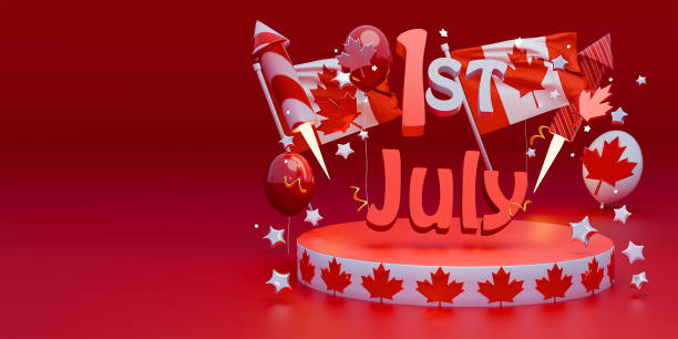 istock 1 July is Happy Canada Day background template with Canada flag maple leaf. use to background, banner, placard, card, poster design, celebrating Canada independence day banner. 2159342357