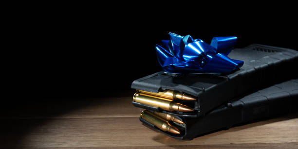 istock Copy space next to loaded high capacity AR-15 magazines 2159342738