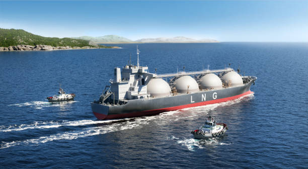 Digitally Generated Image of LNG Tanker Navigating Coastal Waters  Representing Maritime Energy Transport