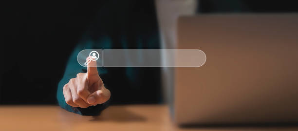 istock Searching the internet with a search bar working on a smartphone, internet network concept. 2159343976