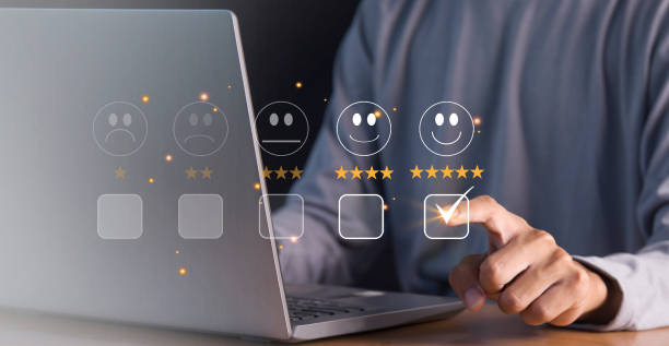 istock Customers rate service provider satisfaction through the application. The service experience in the online application will assess the quality of the service. 2159344015