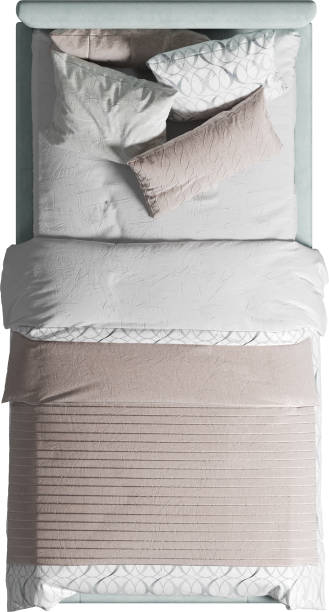 istock Top view of twin bed with headboard 2159346921