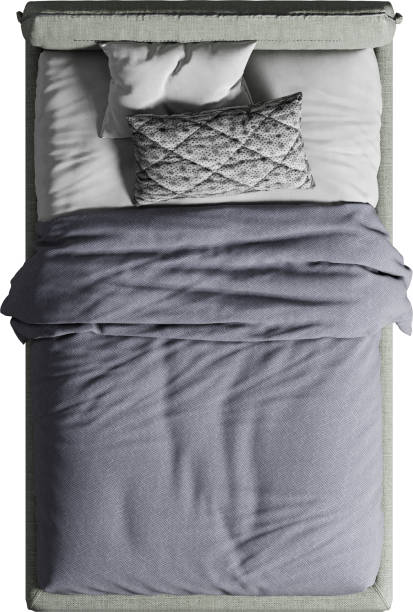 istock Top view of twin bed with headboard 2159347374