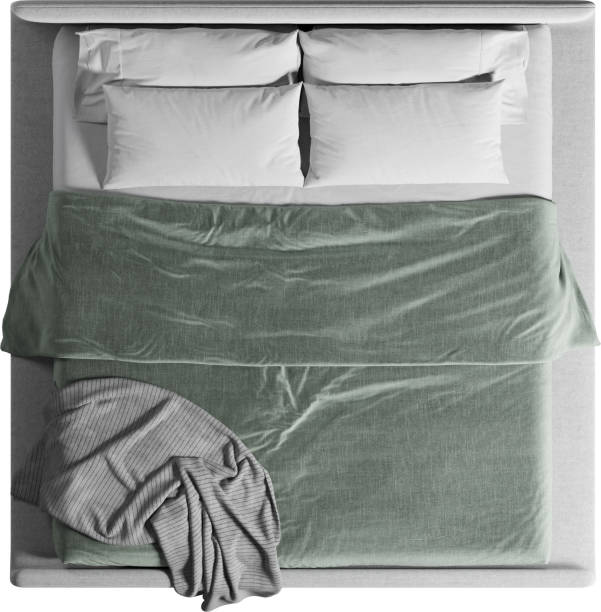 istock Top view of double bed with headboard 2159347480