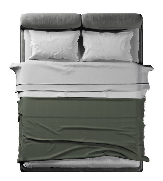 istock Top view of double bed with headboard 2159347629