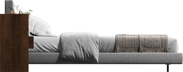 istock Side view of double bed with headboard 2159348778