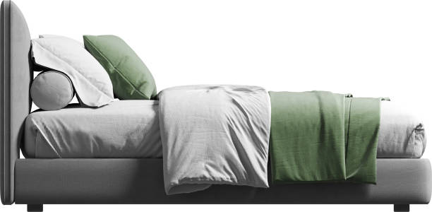 istock Side view of double bed with headboard 2159349550