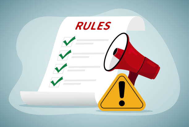 illustrations, cliparts, dessins animés et icônes de règles et règlements de travail, procédures opérationnelles standard de l’entreprise, politiques de l’entreprise pour les directives des employés. - règles