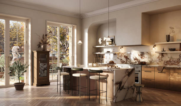istock Digitally generated image of a kitchen interior in victorian style home 2159352176