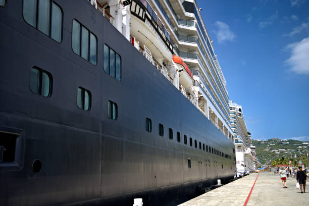 Costa Pacifica cruise ship sailing in the Mediterranean. Gulf of La Spezia in Liguria with the island of Tino.