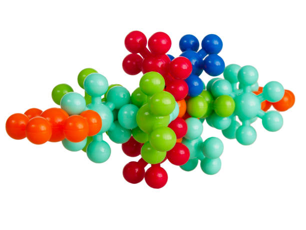istock Plastic model of chemical elements of protein molecules, isolated on white background 2159355556