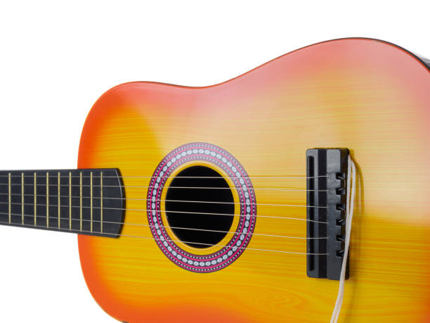 istock Acoustic guitar with strings for playing musical pieces, tuning the guitar 2159357156