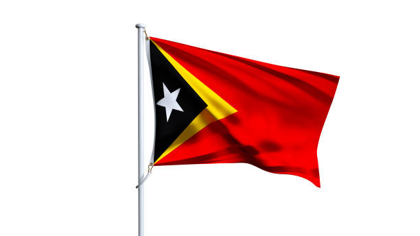 Waving flag of timor leste isolated on white background.