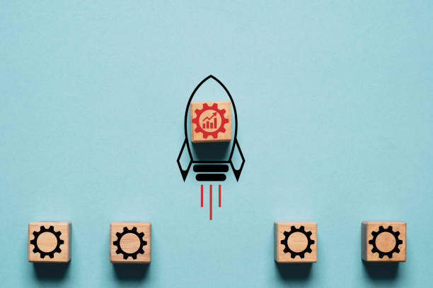 istock Mechanical gear with up arrow and graph inside rocket rising and escape for continuous improvement include productive cost quality and delivery concept. 2159359281