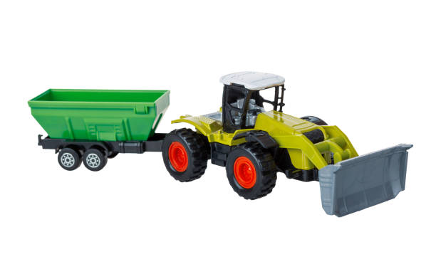 istock Farm Tractor with Trolley Children's Plastic Toy, isolated on white background 2159363685
