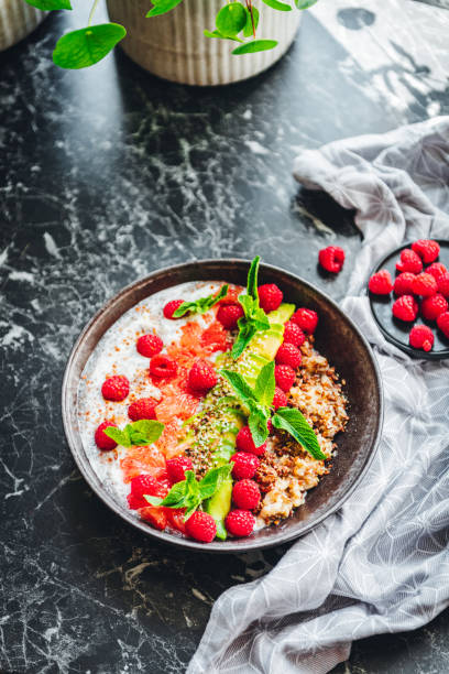 istock Berry Breakfast Bowl with Raspberries and Avocado 2159368857