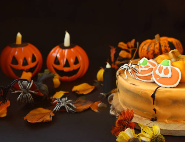 istock dessert cake for halloween with holiday decor 2159371083