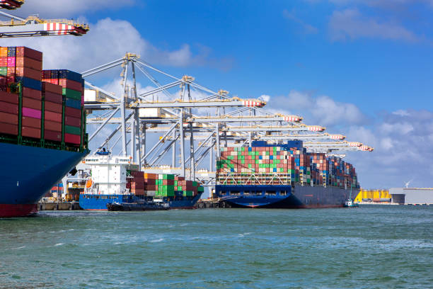 istock Container ships and large gantry cranes at Maasvlakte, Rotterdam 2159371911