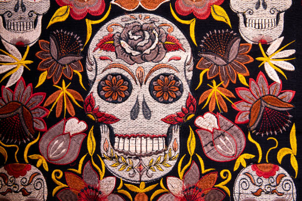 Colorful, vibrant patterned Mexican fabric for sale in Cabo San Lucas, Mexico