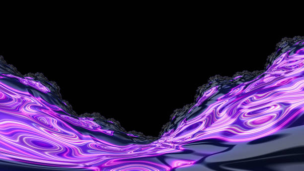 istock Neon colorful mountain fractal marble with black background. Modern, topography map, data, abstract backdrop 2159376049