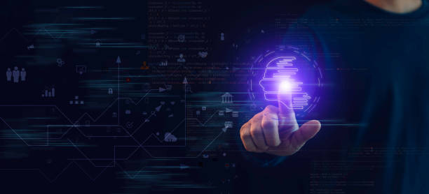 istock Human connection and artificial intelligence (Ai) concept, generate innovative futuristic new things together, artificial intelligence exchange smart creativity, robot brain and human connection. 2159377005
