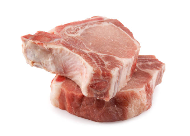 istock Two pork entrecote isolated on a white background. 2159379310