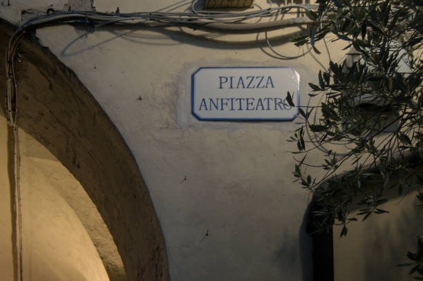 istock Amphitheater square sign (piazza anfiteatro) in Lucca, Italy 2159382924