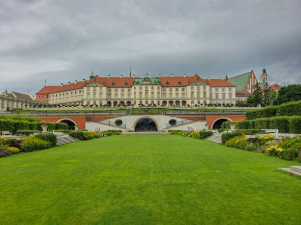 Warsaw, Poland - June 22, 2024: The Royal Castle in Warsaw (Zamek Krolewski w Warszawie) at cloudy day.