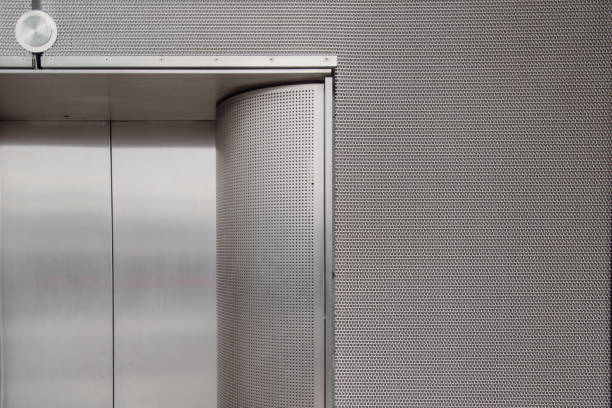Empty elevator cabin with open doors close up. 3d illustration