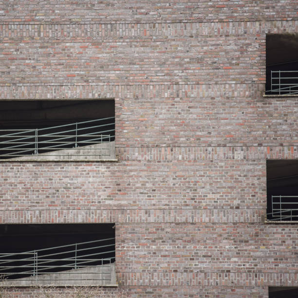 minimalist partial view of a modern clinker brick exterior facade
