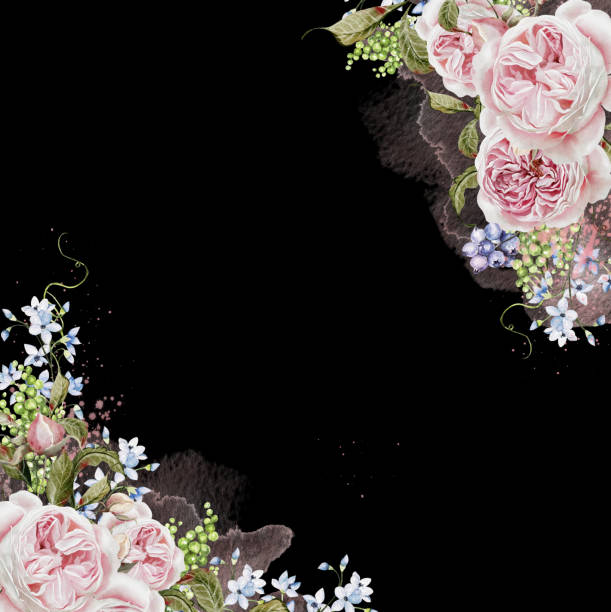 istock Watercolor wedding card with roses flowers and leaves. 2159398322