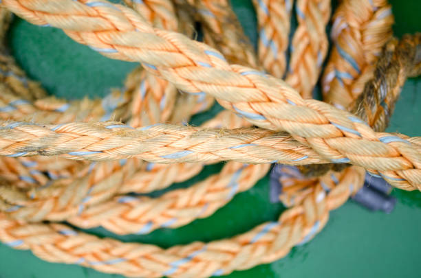 istock Close-up of mooring ropes on a ship 2159400796