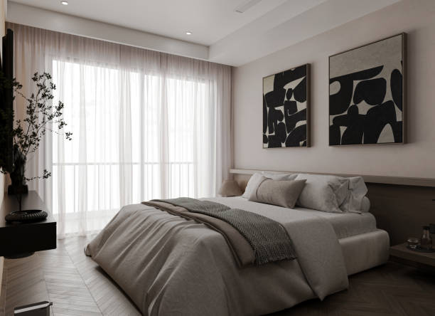 istock 3D rendering of an elegant bedroom 2159417362