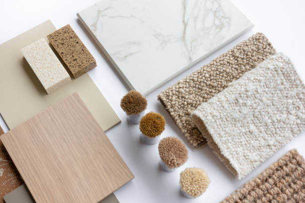 istock Earthy Brown and Beige Interior Design Materials Board with Samples 2159417649