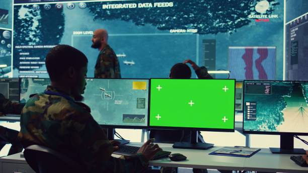 istock Private monitors national guard activity with military CCTV satellite system 2159422885