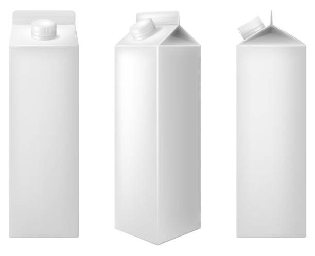 istock Blank white carton box for juice or milk in three projections isolated on white background. Vector illustration. 2159423597