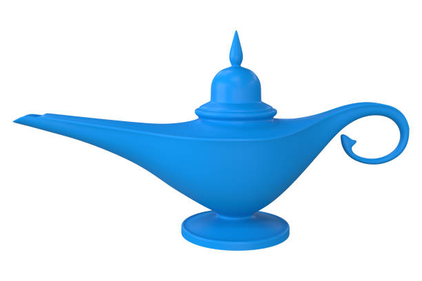 Magic lamp isolated on white background, 3d render