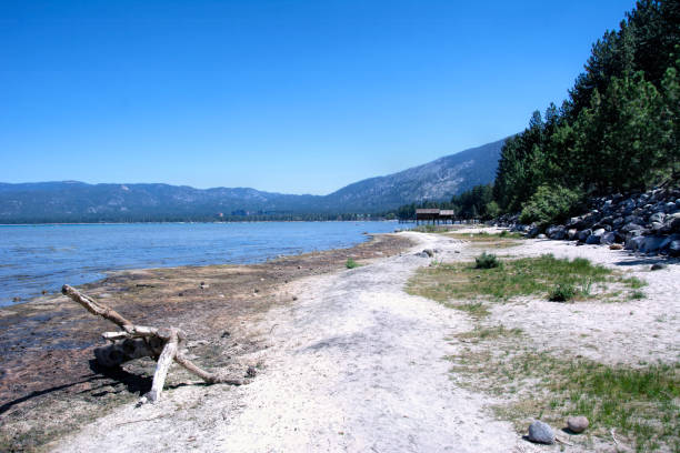 A view one summer mid-day at the Thomas F. Regan Memorial City Beach in South Lake Tahoe, California.