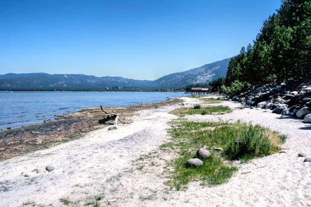 A view one summer mid-day at the Thomas F. Regan Memorial City Beach in South Lake Tahoe, California.