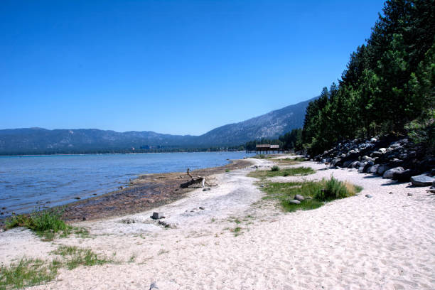 A view one summer mid-day at the Thomas F. Regan Memorial City Beach in South Lake Tahoe, California.