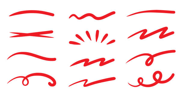 Red squiggle brush scribble underline. Marker pen emphasis highlight red swoosh stroke. Vector swoosh brush underline set for accent, marker emphasis squiggle element. Vector Red squiggle brush scribble underline. Marker pen emphasis highlight red swoosh stroke. Vector swoosh brush underline set for accent, marker emphasis squiggle element. Vector illustration underline stock illustrations