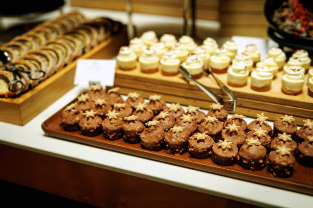 Assortment of chocolates on a hotel buffet