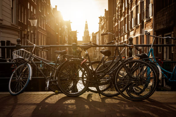 istock Bicycles parked on the bridge over the Amsterdam canal. 2159432926