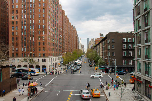 Historic buildings in a street of the Meatpacking district in Chelsea, west side of Manhattan Island, New York City