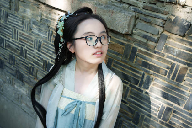 Asian female tourists experiencing Hanfu