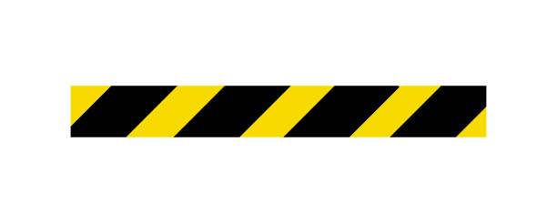 istock Striped Yellow and Black Hazard Warning Tape on White Background Flat Vector Isolated Illustration 2159439297