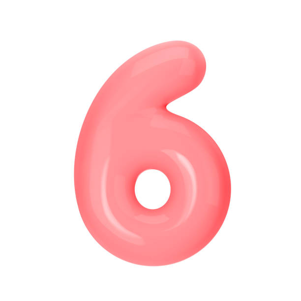 istock Numeral 6 - Pink Plastic Balloon Number six Isolated on White Background. 3D Style Vector Illustration 2159439344
